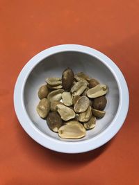 High angle view of food in bowl on table
