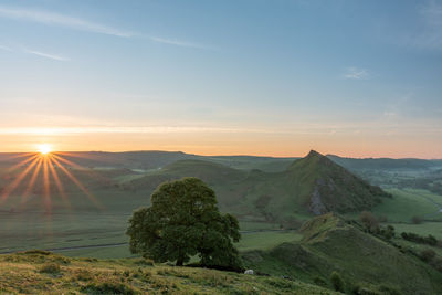 Scenic view of landscape against sky during sunset