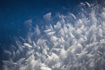Close-up on glittering snow crystals in the sun