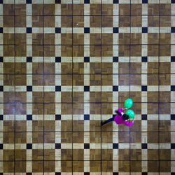 High angle view of multi colored tiled floor