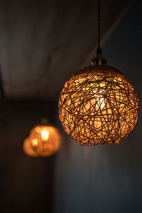 Low angle view of illuminated chandelier