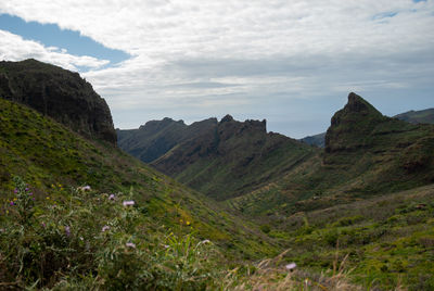 Scenic view of mountains against sky