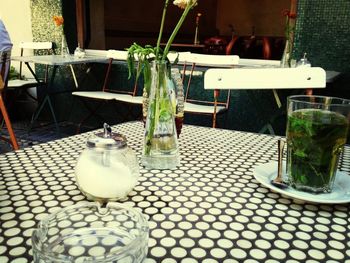 Dining table in restaurant