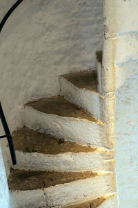 High angle view of spiral staircase of building