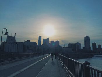 City skyline at sunset