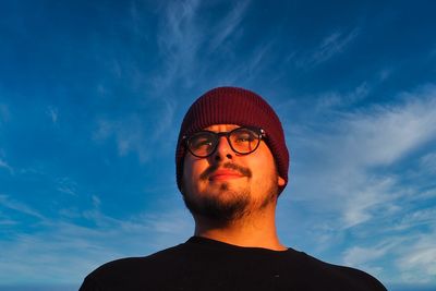 Low angle view of man against sky