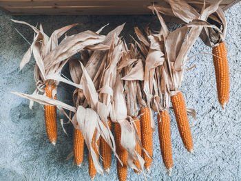 High angle view of vegetables on wood