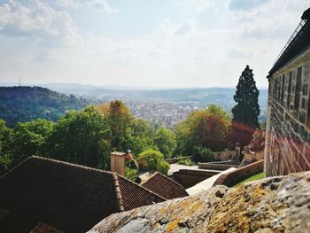 High angle view of townscape against sky