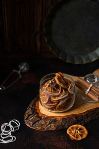 High angle view of food on table