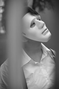 Close-up of woman wearing mask