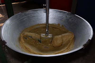 High angle view of water pouring in bowl