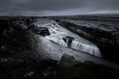 Scenic view of waterfall