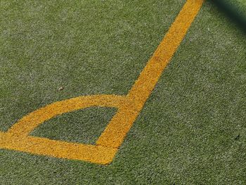 High angle view of soccer field