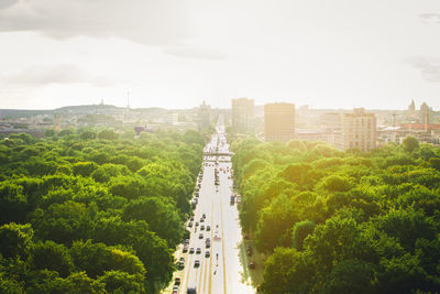 Panoramic view of buildings in city against sky