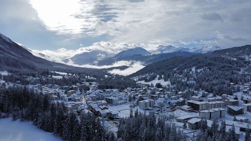 Aerial view of townscape against sky