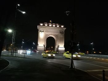 View of building lit up at night