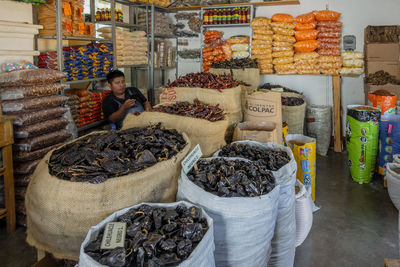 Various fruits for sale at market stall