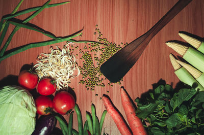 Directly above shot of vegetables on table