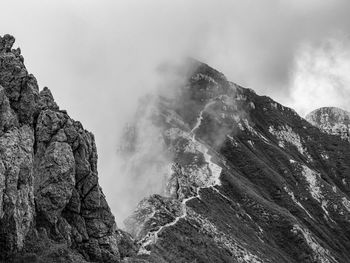 Path in the italian alps in black and white