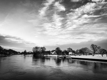 Scenic view of lake against sky