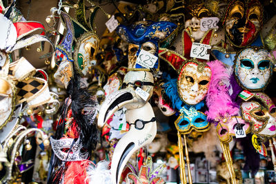 Masks on display for sale in market