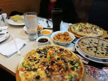 Close-up of meal served on table