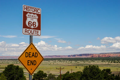 Route 66 dead end sign in the middle of nowhere