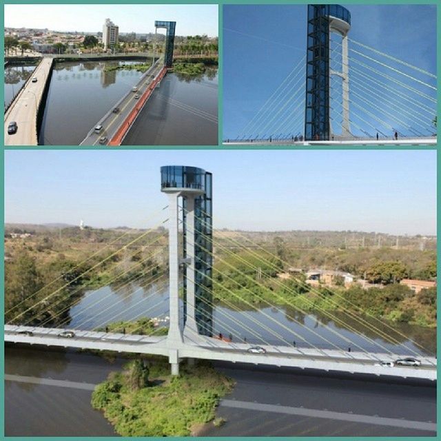 built structure, architecture, road, connection, transportation, bridge - man made structure, the way forward, sky, day, building exterior, empty, no people, railing, clear sky, grass, outdoors, sunlight, landscape, engineering, transfer print