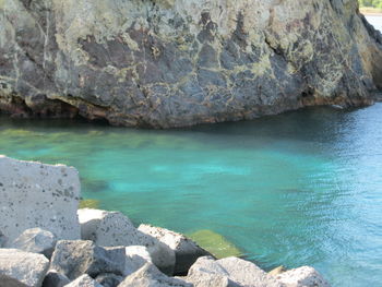 Scenic view of rocks in water