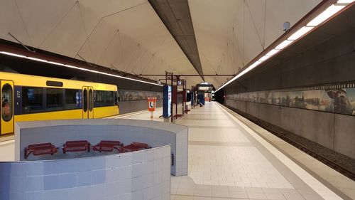 Train on railroad station platform