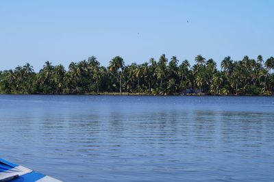 Scenic view of lake against clear sky