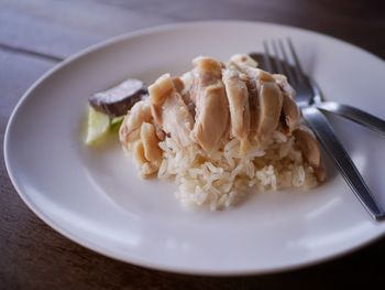 Close-up of food in plate on table