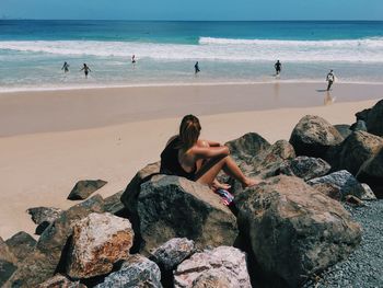 People enjoying at beach