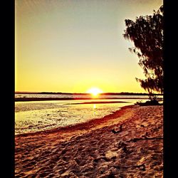 Scenic view of sea at sunset