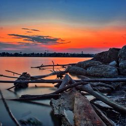 Scenic view of sea at sunset