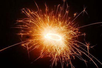 Firework display at night