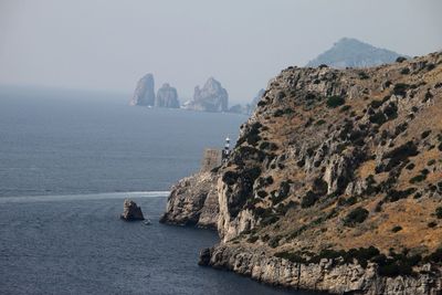 Ieranto gulf and capri island on the back