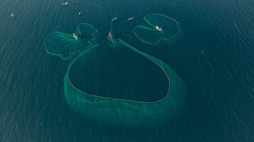 High angle view of boat in sea