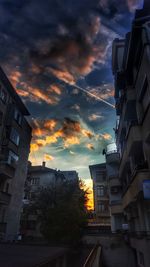 Dramatic sky over city during sunset