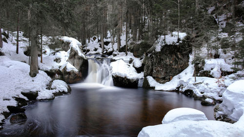 Scenic view of waterfall in winter