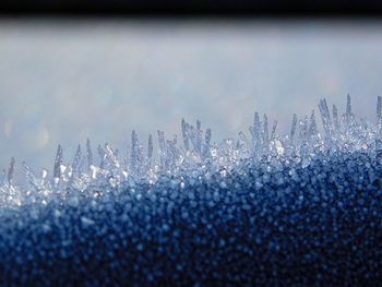 Close-up of water drops on window against sky