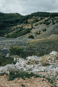 Scenic view of rocky mountains against sky