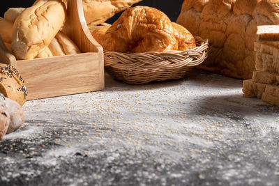 Close-up of wicker basket on table