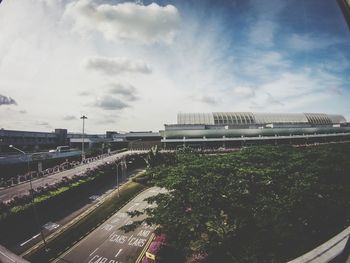 High angle view of city street