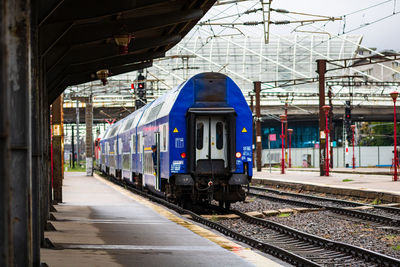 Train on railroad station