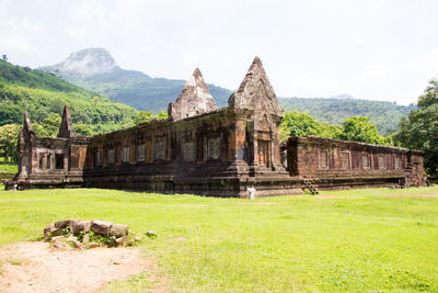 View of temple against building