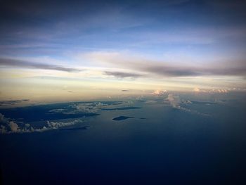 Aerial view of calm sea at sunset