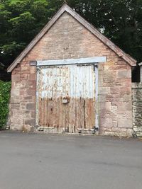 Closed door of house