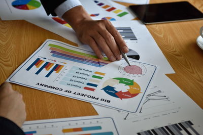 Cropped image of business colleagues working on table