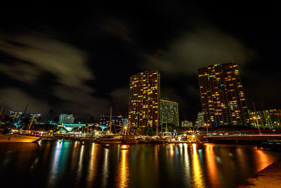 Illuminated city at night